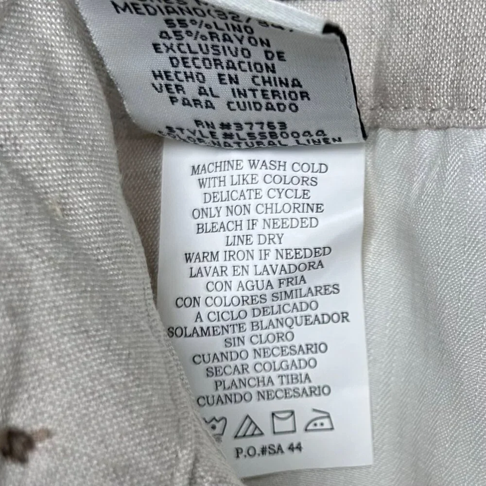 Havana Shirt Co Size Medium 32/34 Men Linen Pants Khaki